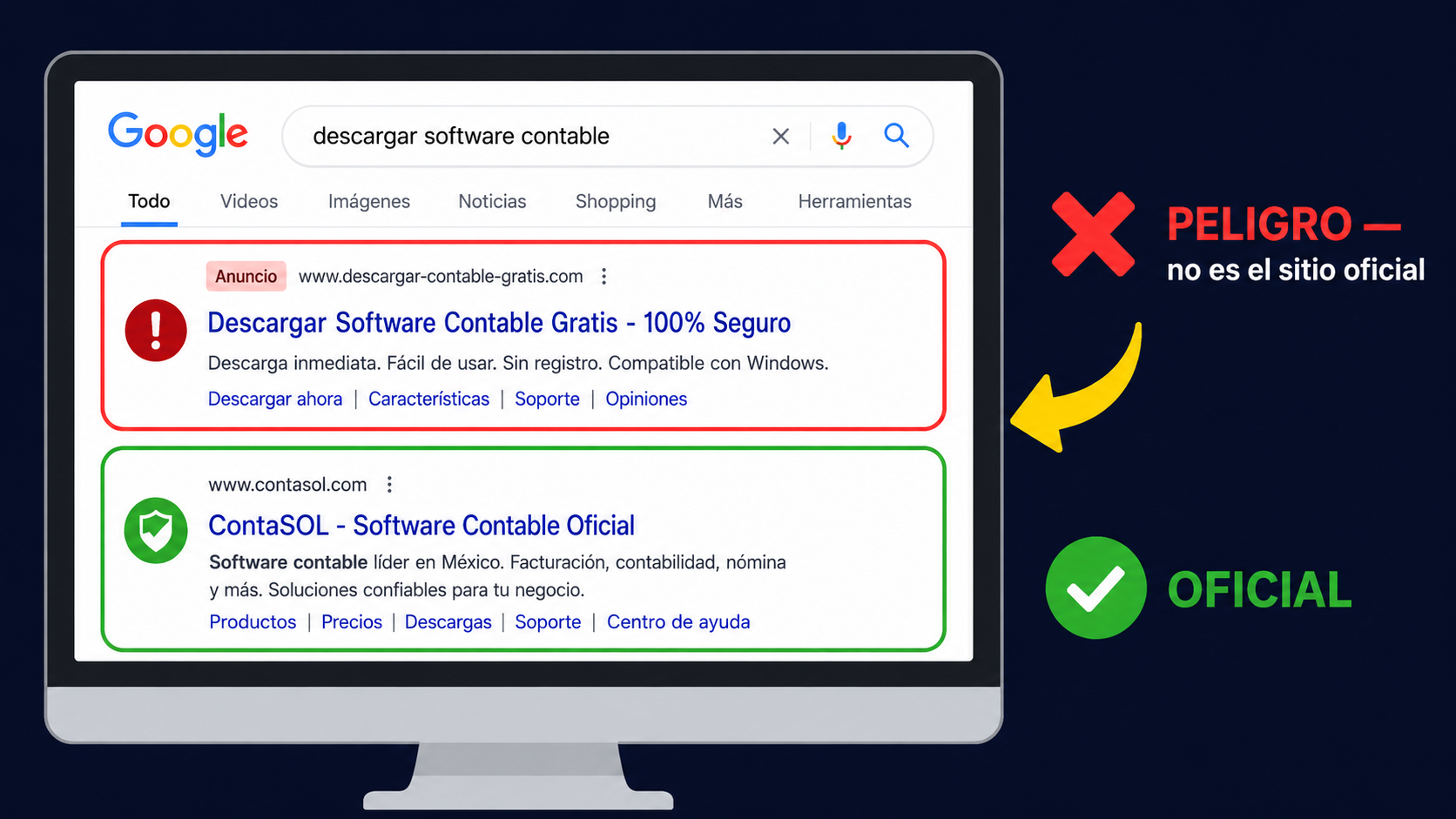 Anuncio peligroso en Google