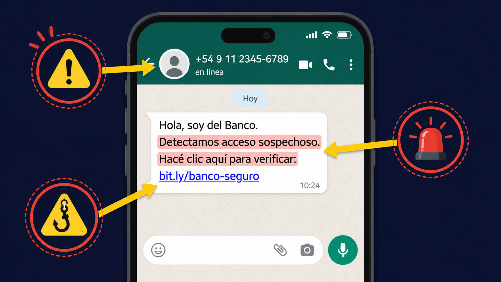 Ejemplo de WhatsApp falso